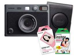 Fujifilm INSTAX mini Evo, Dark Silver + Colorfilm 20ks & Pink Lemonade 10ks + pouzdro