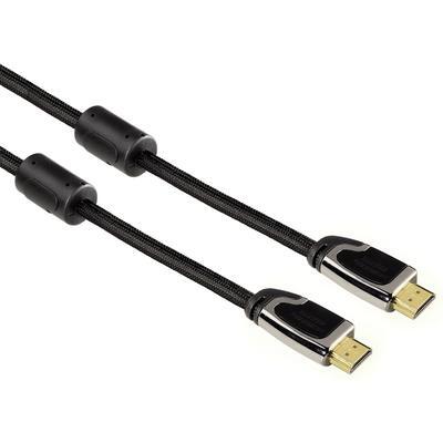 Hama HDMI kabel vidlice-vidlice, 1,5 m, pozlac., ferit. filtry, kovové vidlice, opletený, Ethernet